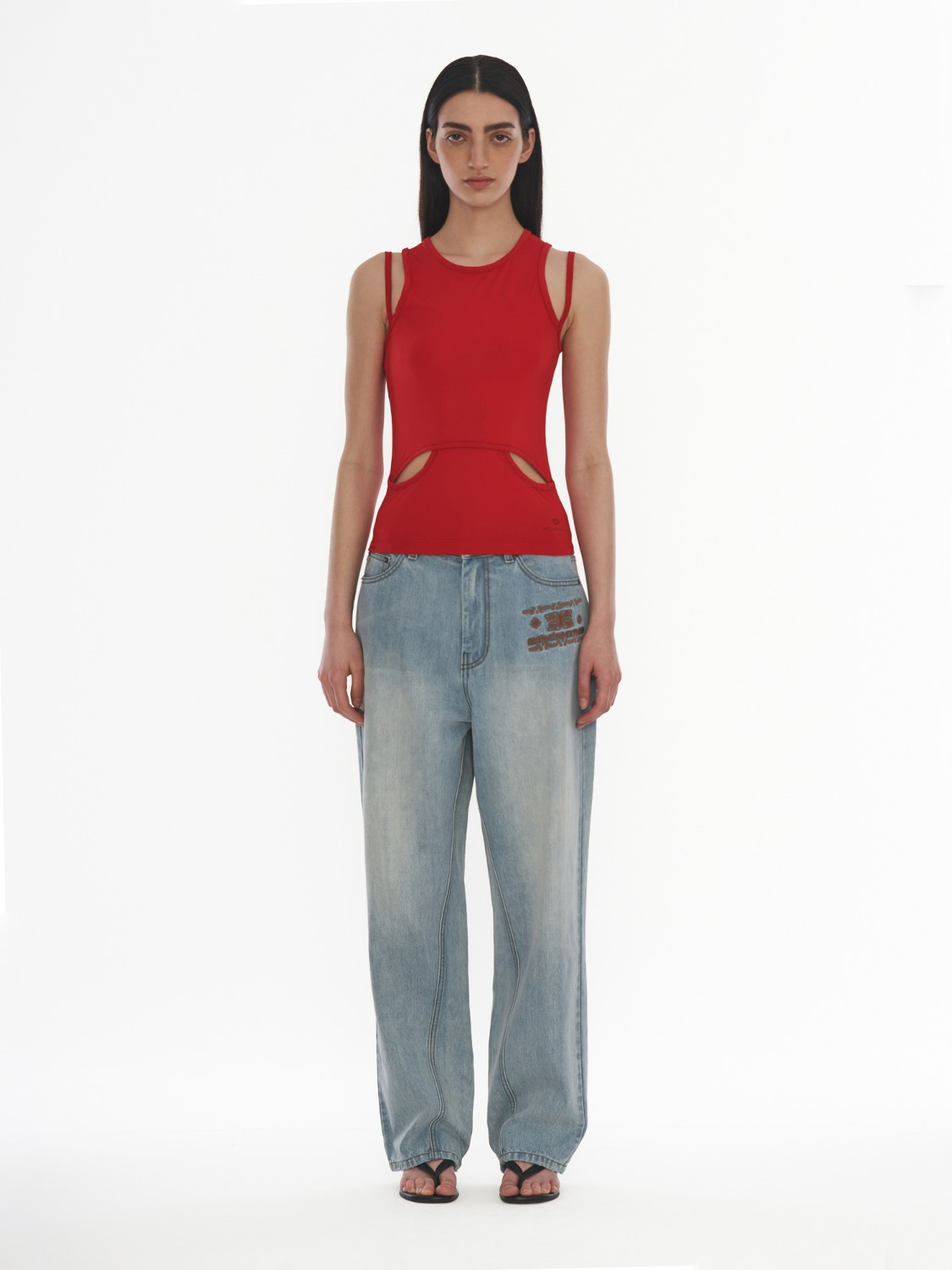 Cut-Out Sleeveless Red 